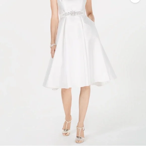 Adrianna Papell Mikado Silk Dress with Embellished Belt - Picture 5 of 8